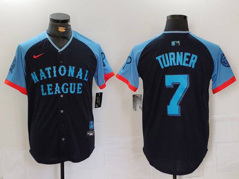 Men Philadelphia Phillies 7 Turner Blue All star 2024 Nike MLB Jersey style 1